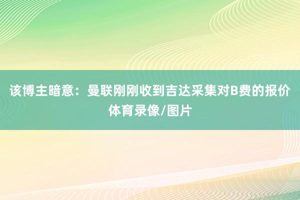 该博主暗意：曼联刚刚收到吉达采集对B费的报价体育录像/图片