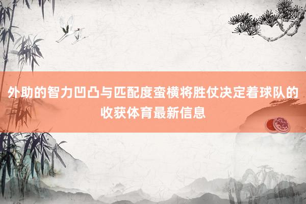 外助的智力凹凸与匹配度蛮横将胜仗决定着球队的收获体育最新信息