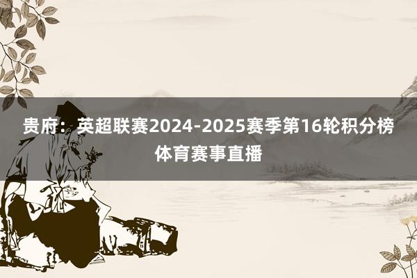 贵府：英超联赛2024-2025赛季第16轮积分榜体育赛事直播