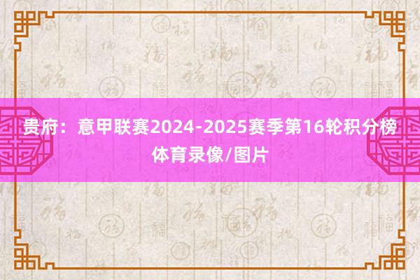 贵府：意甲联赛2024-2025赛季第16轮积分榜体育录像/图片