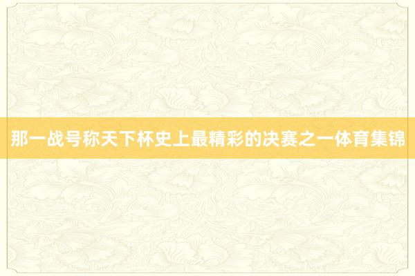 那一战号称天下杯史上最精彩的决赛之一体育集锦