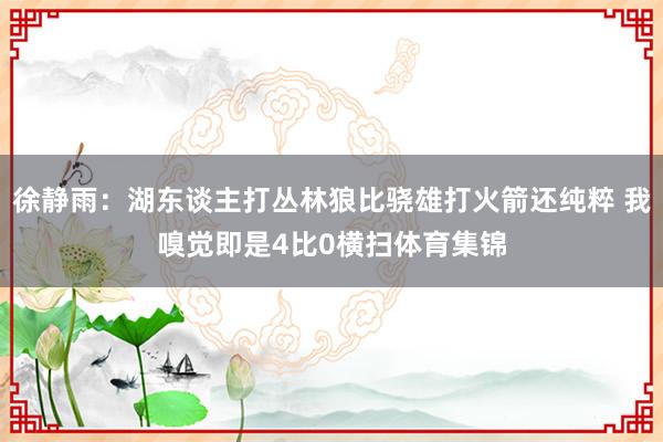 徐静雨：湖东谈主打丛林狼比骁雄打火箭还纯粹 我嗅觉即是4比0横扫体育集锦