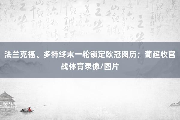 法兰克福、多特终末一轮锁定欧冠阅历；葡超收官战体育录像/图片