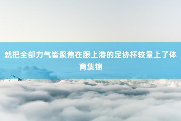 就把全部力气皆聚焦在跟上港的足协杯较量上了体育集锦