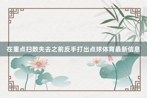 在重点扫数失去之前反手打出点球体育最新信息