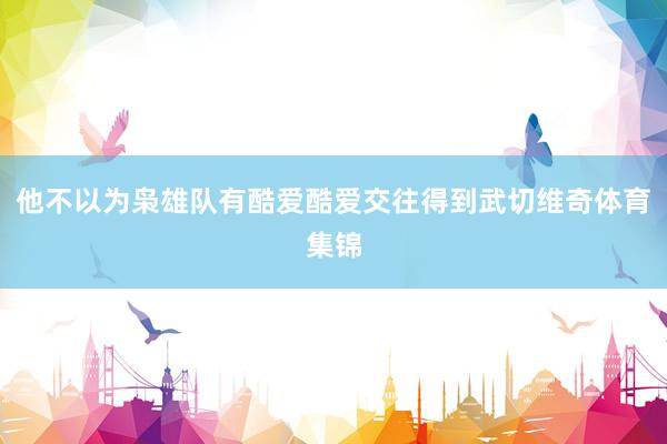 他不以为枭雄队有酷爱酷爱交往得到武切维奇体育集锦