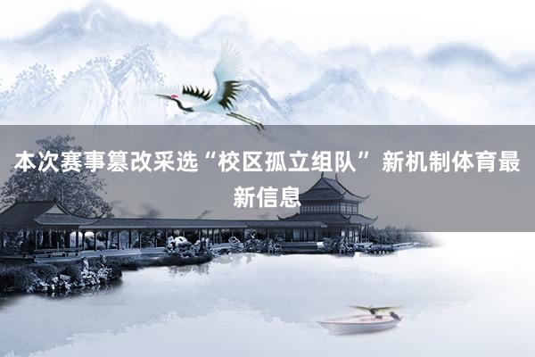 本次赛事篡改采选“校区孤立组队” 新机制体育最新信息