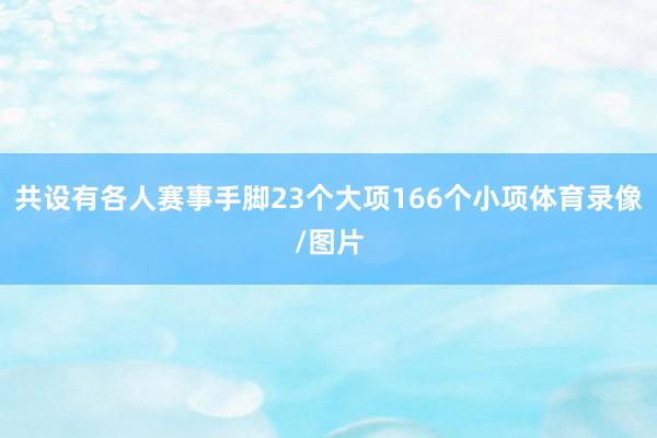 共设有各人赛事手脚23个大项166个小项体育录像/图片